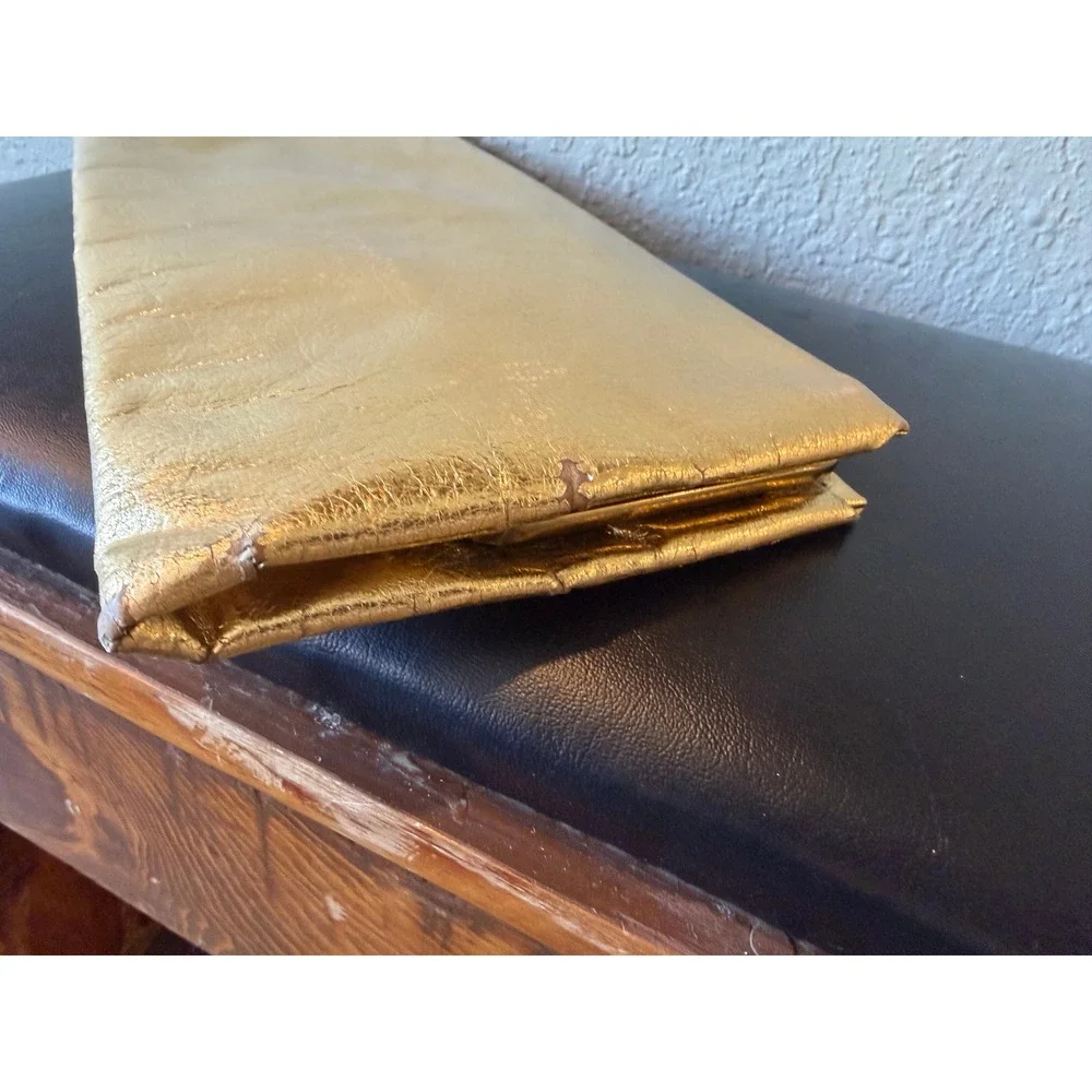Vintage‎ Gold Metallic Clutch Evening Bag Party Prom Special Occasion